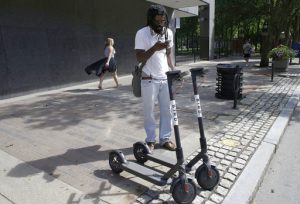 A BIRD electric scooter in downtown Providence. AP Photo/Steven Senne