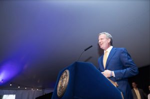 Mayor Bill de Blasio, who announced the establishment of a manufacturing hub called the Made in New York Campus at Bush Terminal last year, is planning to expand the center to include a film production center. Photo via flickr/nycmayorsoffice