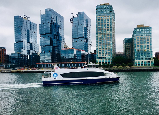 This NYC Ferry boat plies the waters near the South Williamsburg dock. Eagle photo by Lore Croghan