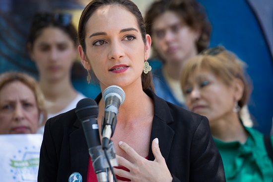 Julia Salazar will appear on the ballot for the Democratic primary for District 18's state Senate seat after Brooklyn Judge Edgar Walker rejected state Sen. Martin Dilan's lawsuit that she hasn't lived in the state long enough. Photo by Kyle Depew/Courtesy of Julia Salazar