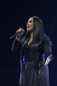 Demi Lovato performs on stage in concert at the o2 in east London, Monday, June 25, 2018. Photo by Joel C Ryan/Invision/AP