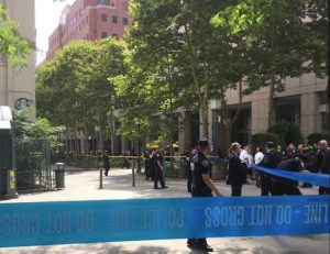 Officers were assessing the scene at MetroTech Wednesday morning.