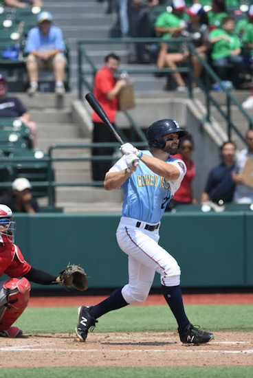 Cyclones outfielder Ross Adolph’s sweet left-handed stroke powered the South to a 7-1 victory over the North in State College, Pennsylvania, during Tuesday night’s New York-Penn League All-Star Game. Photo courtesy of Brooklyn Cyclones