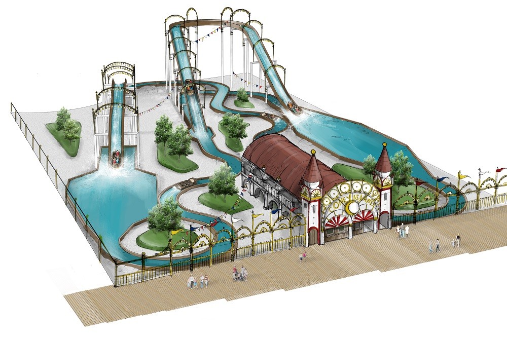 A water slide is just one of the new additions coming to Luna Park. Rendering courtesy of the NYCEDC