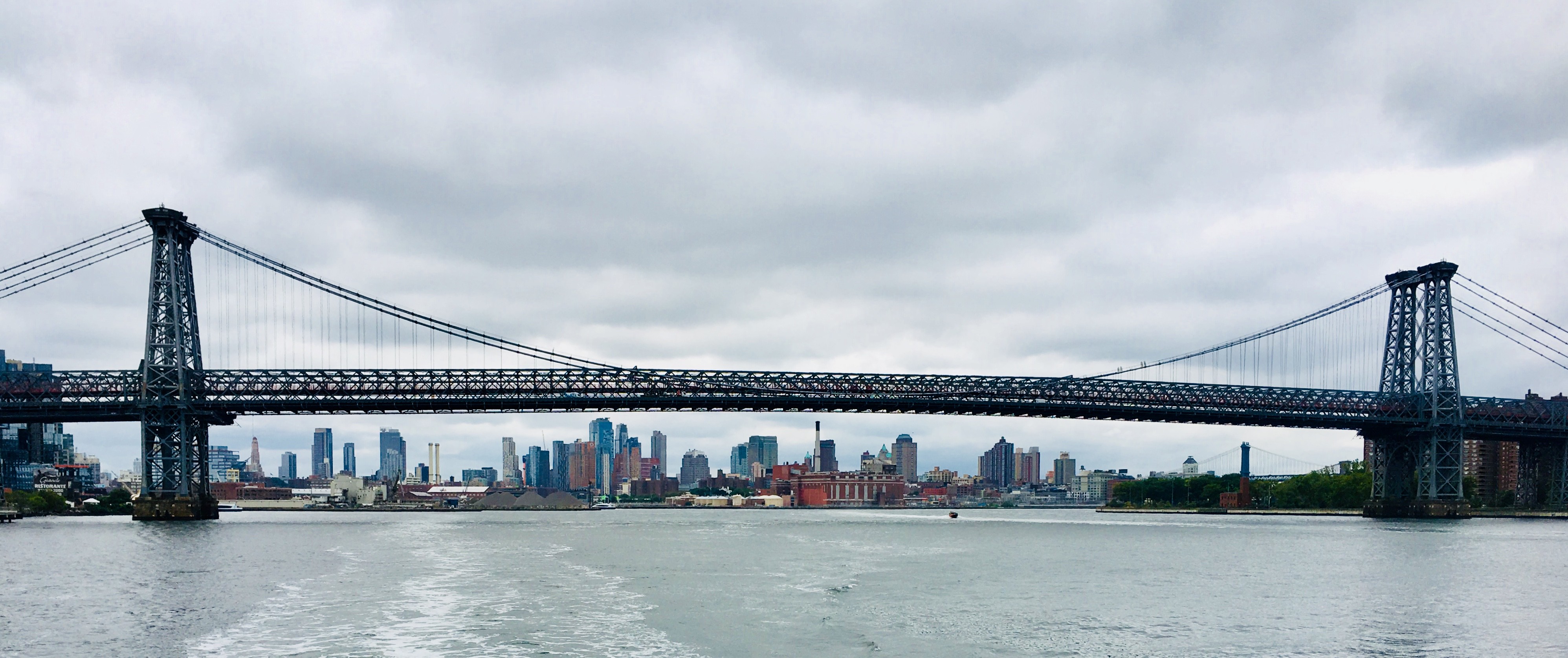 The Williamsburg Bridge looks especially iconic when you see it from a ferry in the middle of the East River.