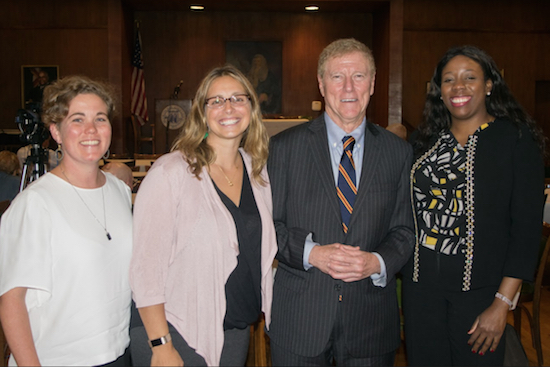 Pictured from left: Jen Bryan, member services director at the BBA; Michelle Stern, executive director of the NYS Academy of Trial Lawyers; Michael Ross; and Kaylin Whittingham. Eagle photo by Rob Abruzzese