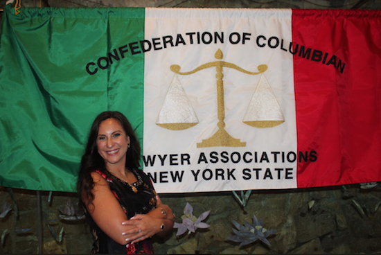Brooklyn’s own Maria Aragona was sworn in as president of the Confederation of Columbian Lawyers of New York State. Eagle photos by Mario Belluomo