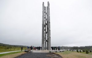 The Tower of Voices in Shanksville, Pennsylvania contains 40 wind chimes representing the 40 people that perished in the crash of Flight 93 during the terrorist attacks of Sept. 11, 2001. AP Photo/Keith Srakocic, Pool