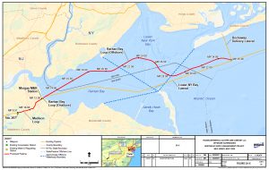 The proposed $1 billion natural gas pipeline that would cut across 23 miles of lower New York Bay has raised environmental concerns, but the Williams Company says the city is growing and needs the gas. Map courtesy of the Williams Company