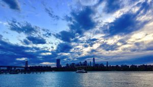 Even on a dreary day, the sunset’s spectacular when seen from Bushwick Inlet Park in Williamsburg. Eagle photos by Lore Croghan