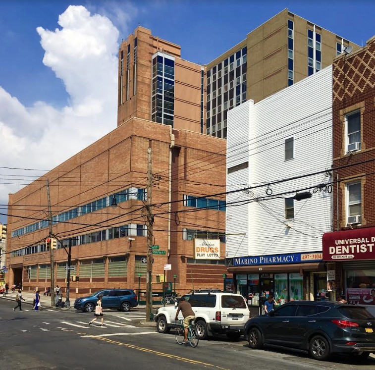 That's Wyckoff Heights Medical Center at left, as seen from the corner of Stanhope Street and Wyckoff Avenue. 