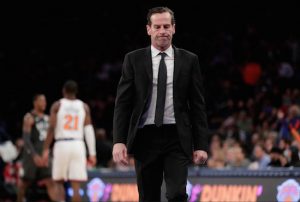 Head coach Kenny Atkinson’s expression says it all Monday night at Madison Square Garden following the Nets’ 115-96 loss to the Knicks in the second meeting between the city rivals this season. Photo by Frank Franklin II