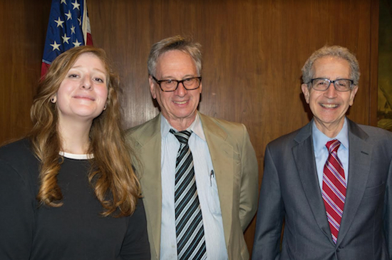 The Volunteer Lawyers Project hosted a CLE with attorneys Sheldon Barasch (center) and Bruce Weiner (right) titled, "Introduction to Consumer Bankruptcy Law," at the Brooklyn Bar Association last Wednesday. Also pictured is Rebecca Dawson from the VLP. Eagle photos by Rob Abruzzese