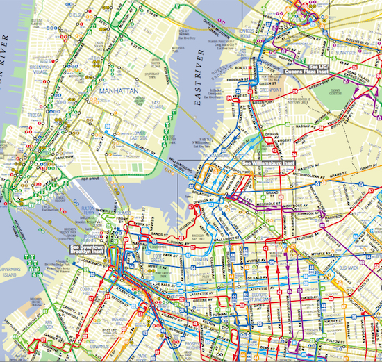 The Brooklyn bus map. Photo courtesy of the MTA