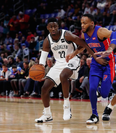 Caris LeVert led all scorers with 27 points but committed a costly turnover in the closing seconds as the Nets suffered a season-opening 103-100 loss in Detroit Wednesday night. AP Photo by Carlos Osorio