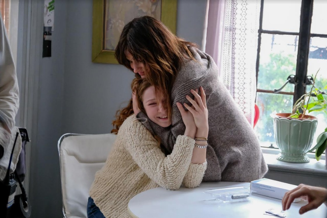 Kayli Carter with Kathryn Hahn, who plays her art mother, in “Private Life.”  Photo courtesy of Netflix