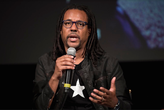 In this 2017 photo, Pulitzer Prize-winning novelist Colson Whitehead speaks during the presentation of the Italian edition of his novel "The Underground Railroad" at the Argentina Theatre in Rome. Maurizio Brambatti/ANSA via AP, File