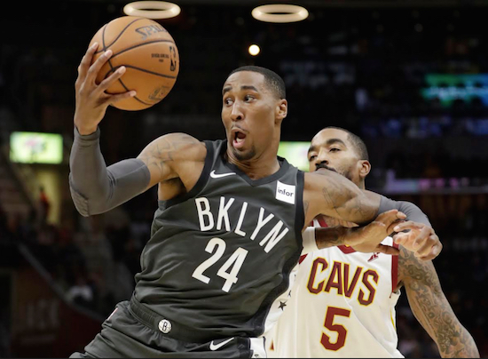 Rondae Hollis-Jefferson provided his usual burst of energy and stifling defense upon his return to the Brooklyn Nets’ lineup Wednesday night in Cleveland. AP photos by Tony Dejak