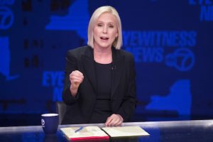 Sen. Kirsten Gillibrand, D-N.Y., speaks during the New York State Senate debate hosted by WABC-TV, Thursday, Oct. 25, 2018 in New York. Gillibrand and Republican challenger Chele Farley have sparred in a televised debate over immigration, health care and whether the incumbent Democrat plans to run for her party's presidential nomination in two years. AP Photo/Mary Altaffer, Pool