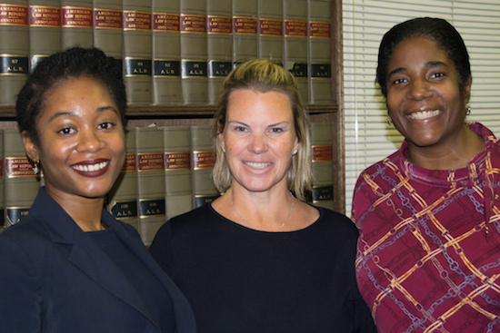 The Brooklyn Women’s Bar Association is trying to match young and inexperienced attorneys with mentors from the legal community as part of a new program. Pictured are BWBA Mentorship Committee co-chairs Natoya McGhie (left) and Madeline Kirton (right) with President Carrie Anne Cavallo. Eagle photos by Rob Abruzzese