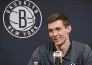 Nets rookie Rodions Kurucs was so happy to get into his first NBA game Wednesday night at Barclays Center that he nearly took it over before Brooklyn fell to the Knicks, 107-102, in the exhibition opener for both local squads. AP Photo by Mary Altaffer