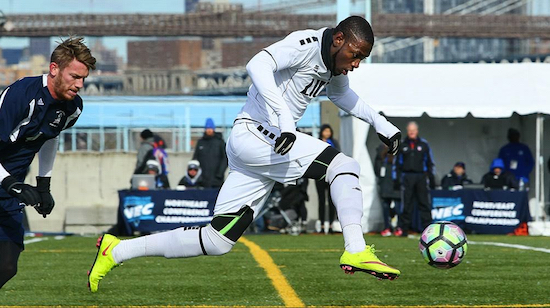 Senior Romario Guscott’s goal gave LIU-Brooklyn its sixth consecutive win last Friday, just two days after the program was thrown into upheaval over the announcement of its merging with the Division II program at LIU-Post. Photo courtesy of LIU-Brooklyn Athletics
