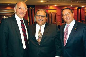 The Columbian Lawyers Association and its president Joseph Rosato (right) welcomed attorneys Carmelo Grimaldi (left) and Michael A. Scotto (center) for a continuing legal education seminar called, “Italians in America, Victims of Discrimination and Advocates for Inclusion and Diversity,” during their monthly meeting. Eagle photo by Mario Belluomo