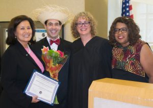 The Kings County Family Court hosted its sixth annual Hispanic Heritage Month celebration on Thursday with keynote speaker professor Nilsa Santiago. Pictured from left: Prof. Santiago, Hon. Javier E. Vargas, Supervising Judge Amanda White and Hon. Jacqueline D. Williams. Eagle photos by Rob Abruzzese