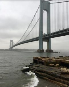 The Verrazzano-Narrows Bridge rises out of the mist during an autumn nor'easter. Eagle photos by Lore Croghan