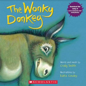 This cover image released by Scholastic shows "The Wonky Donkey" by Craig Smith and illustrated by Katz Cowly. The 2009 picture story has been out-selling Bob Woodward's "Fear" and Rachel Hollis' "Girl, Wash Your Face" among others, thanks to a viral video of Scottish grandmother Janice Clark reading Craig Smith's "The Wonky Donkey" to her grandson. Scholastic via AP