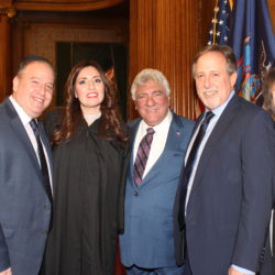 From left: Joseph Abadi, Hon. Gina Abadi Levy, Hon. Frank Seddio, Hon. Donald S. Kurtz and Sue Ann Partnow.