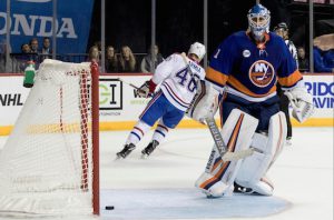 Despite stopping the first five attempts in Monday night’s shootout with Montreal, Islanders goaltender Thomas Greiss gave up Joel Armia’s winning tally in a tough 4-3 loss at Downtown’s Barclays Center. AP Photos by Mary Altaffer