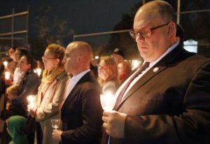 A candlelight vigil for the Pittsburgh synagogue shooting victims and the two victims from the shooting in a Kentucky supermarket was held in Bay Ridge on Thursday, Nov. 1.