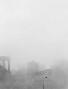 The Brooklyn Bridge on a foggy day. Photo by Barbara Mensch
