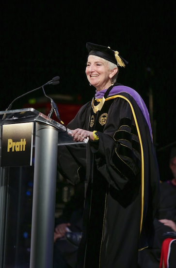 Pratt Institute President Frances Bronet, pictured at her inauguration, is also the first president in the school’s history with a background in architecture. Photo courtesy of Pratt Institute