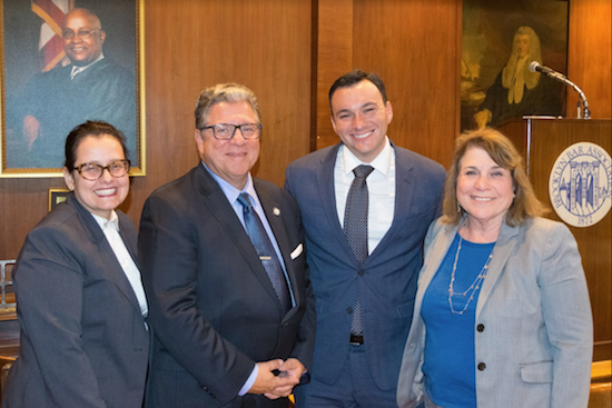 Article 81 Guardianship cases can be complex and very unique which is why the Brooklyn Bar Association hosts day-long training sessions every couple of years to educate attorneys. From left: Helen Galette, Anthony Lamberti, Daniel R. Miller and Hon. Ellen M. Spodek. Eagle photos by Rob Abruzzese