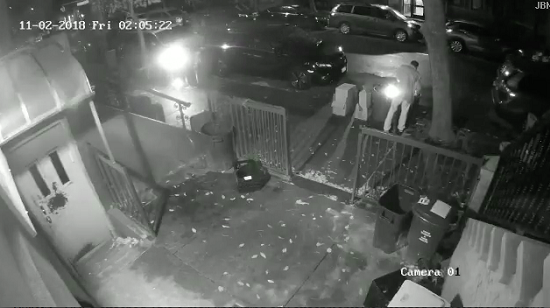 Video still of an alleged firebug who set fire to a location in Williamsburg. Video still courtesy of @WmsbgNews