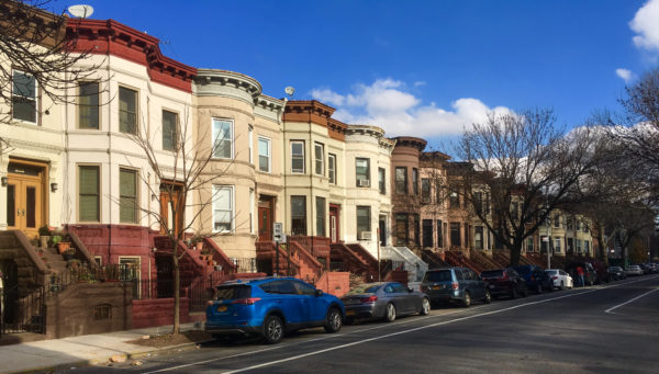 Rowhouses on this picturesque landmarked block include recently sold 1437 Dean St., which is the fourth door from the left. 