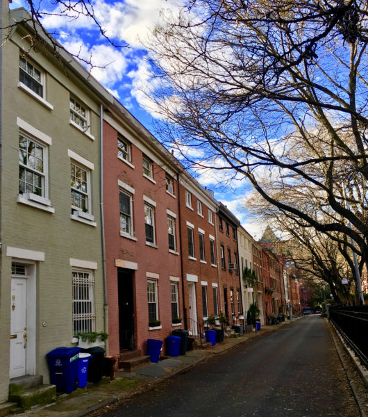 The green house at left is 40 Verandah Place, where novelist Thomas Wolfe once lived. Eagle photo by Lore Croghan