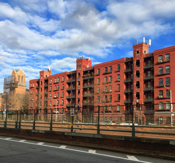 Momentary sunshine brightens our view of Cobble Hill Towers. Eagle photo by Lore Croghan