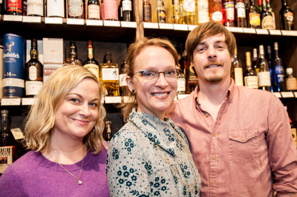Amy Poehler stands with her business partners Amy Miles and Mike Robinson