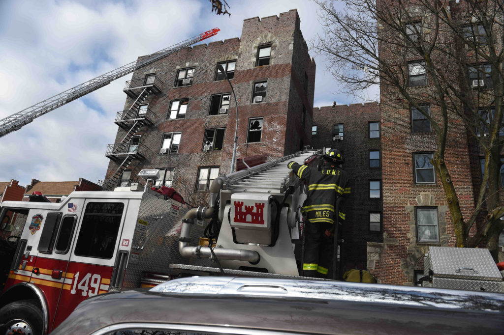A 71-year-old man was rescued from a fire in this Fort Hamilton Parkway apartment building. Eagle photo by Todd Maisel