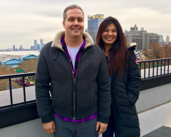 Brandon Hornbeck and Yvonne Lee of Vega Management show us a terrace view at The Cobble Hill House.
