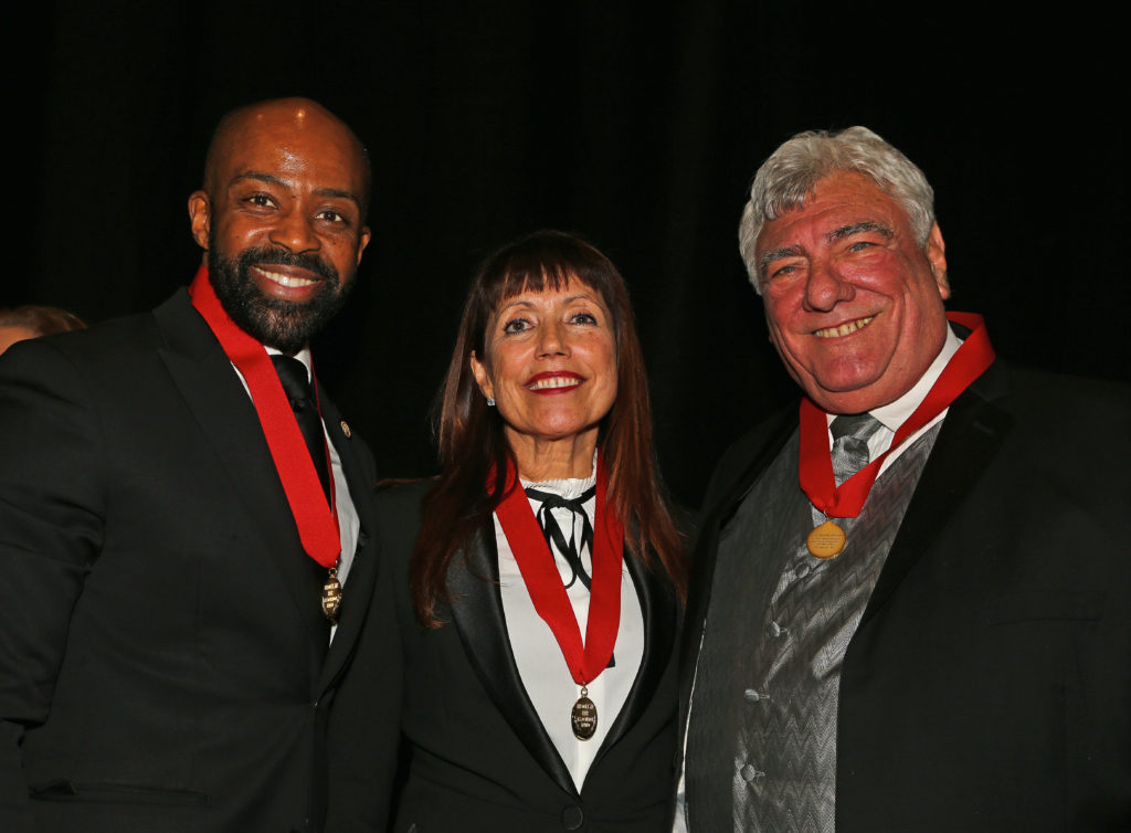The Brooklyn Bar Association honored 10 during its annual dinner on Monday including (from left) Alphonso David, Hon. Margarita Lopez Torres and Hon. Frank Seddio. Eagle photos by Andy Katz