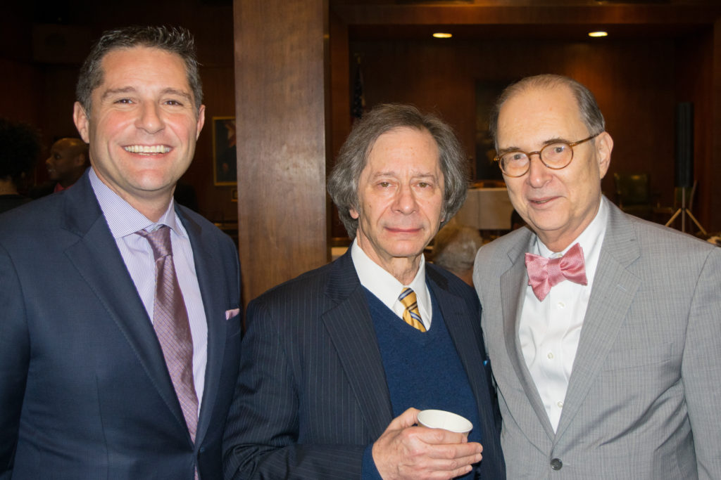 The Kings County Criminal Bar Association hosted attorney Richard E. Mischel (center) for a Court of Appeals update at its recent monthly meeting. Also pictured are KCCBA President Michael Cibella (left) and Hon. Barry Kamins (right). Eagle photos by Rob Abruzzese