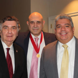 Brooklyn District Attorney Eric Gonzalez (right), the first Hispanic district attorney in New York State, was one of seven to receive the Trailblazer Award on Monday. Also pictured are Rabbi Joseph Potasnik (left) and Hon. John Leventhal (center).