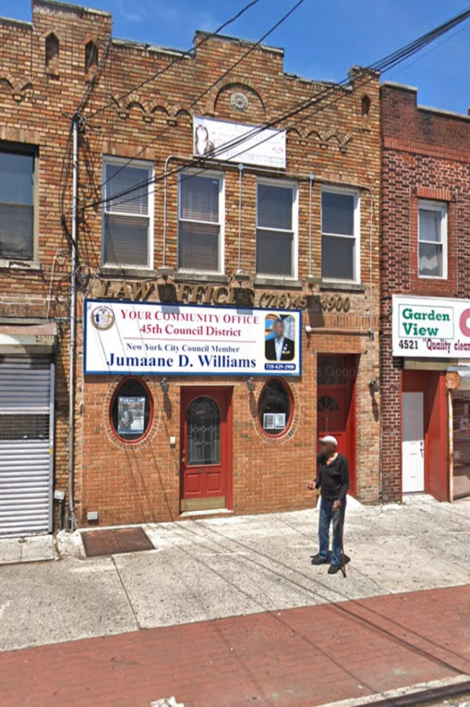 Location of Gerald Douglas law firm and Councilmember Jumaane Williams district office on Avenue D in East Flatbush. Photo via Google Maps