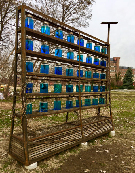 This eye-catching work at Socrates Sculpture Park is by Leander Mienardus Knust and is called “Re-Material Wall.” 