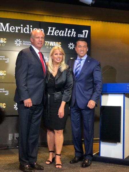 Michael Grimm (right) has signaled a strong interest in running for his old seat in 2020. In June, he ran against U.S. Rep. Dan Donovan in the Republican primary and lost. The two men are pictured at a debate hosted by WABC-Radio Political Editor Rita Cosby. Eagle photo by Paula Katinas