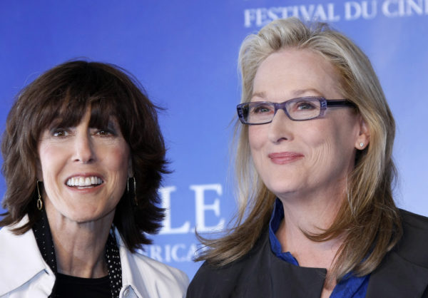 This 2009 photo shows actress Meryl Streep at right with writer and director Nora Ephron. Years before, Streep starred in the film “Heartburn,” whose screenplay Ephron wrote. AP File Photo/Michel Spingler